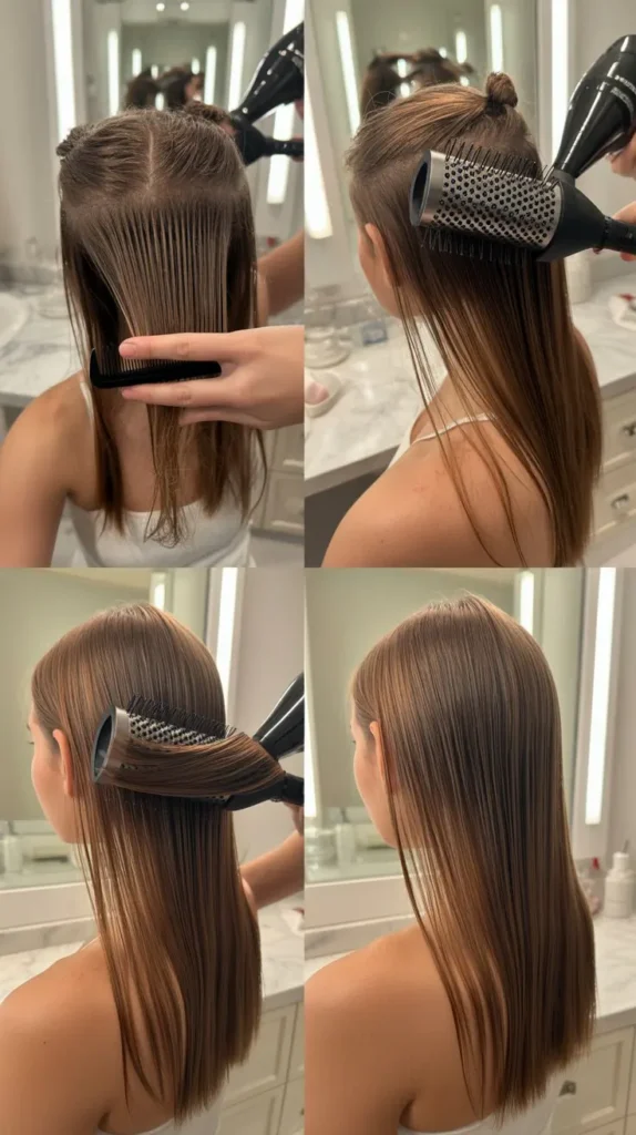 Stretch Dirty Hair With Blow-Drying and a Round Brush