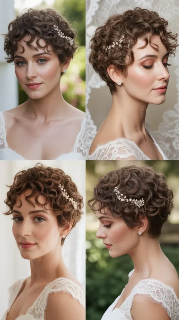 Curly Pixie Bridal Hairstyle