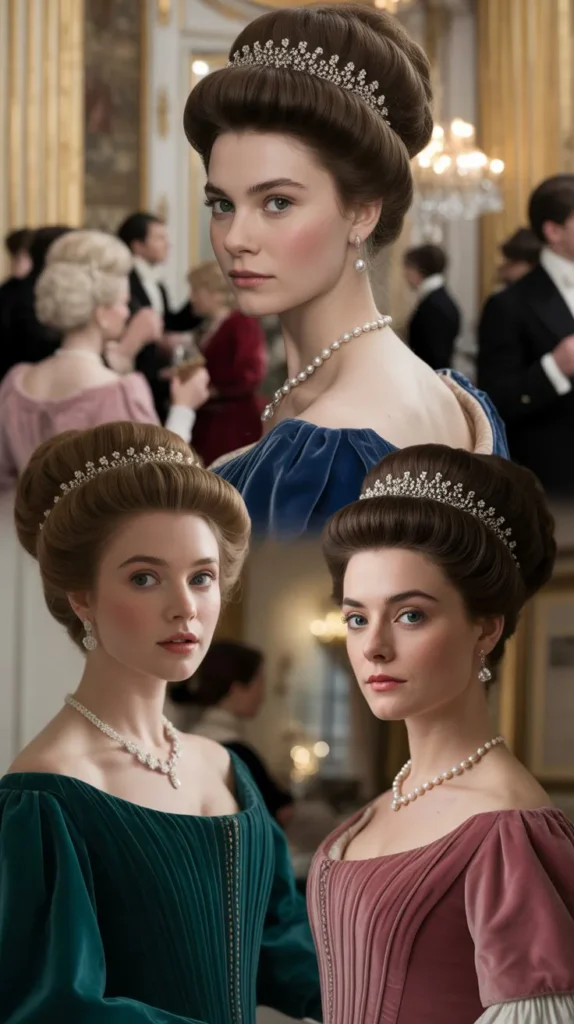 The Rolled Back Hair with Beaded Tiara