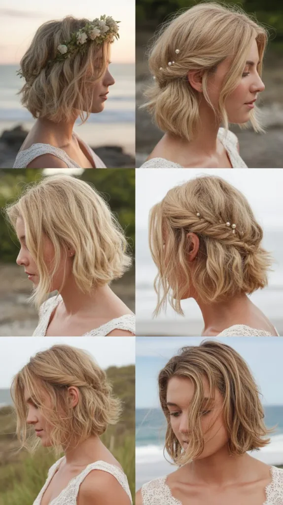 Messy Blonde Bridal Bob