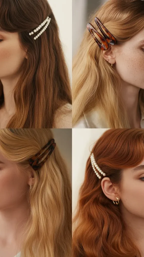 Pinned-Back Curtain Bangs Style