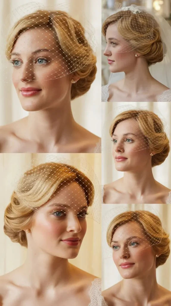 Short Blonde Hair with Veil