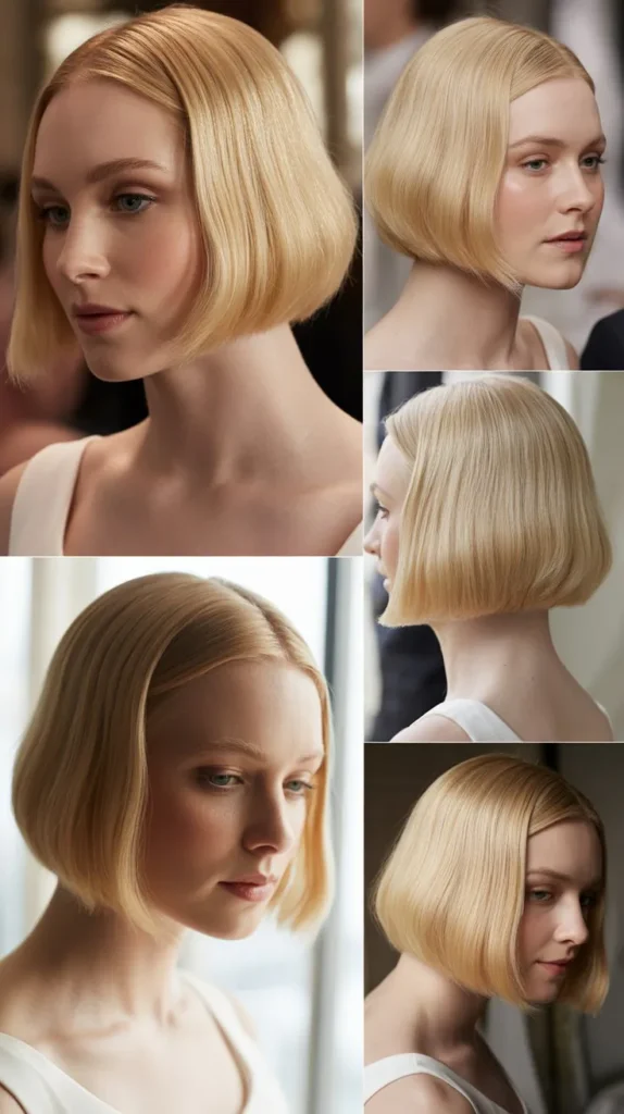 Sleek Blonde Bob Wedding Style