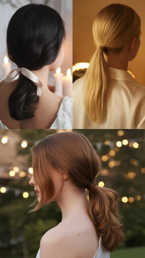 Sleek Straight Hair with Side Ponytail