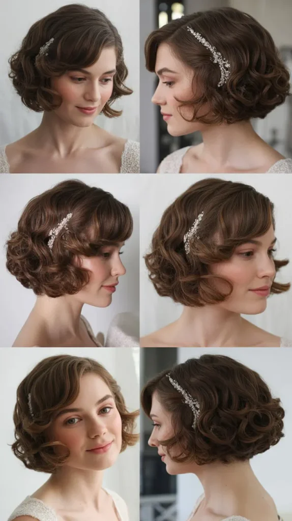 Curled Bob with Sparkling Hair Pins