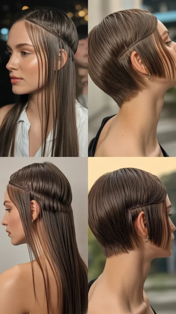 Sleek Straight Hair with Crimped Ends