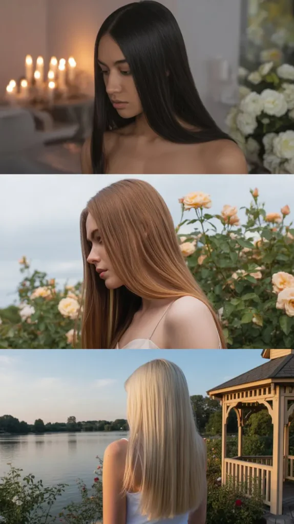  Sleek Straight Hair With Center Part