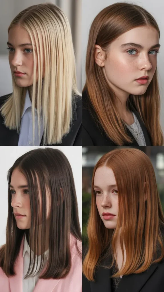  Side Part Straight Hair