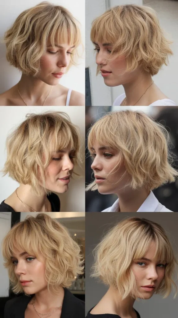 Messy French Bob with Blonde Bangs