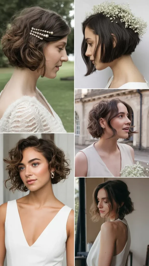 Messy Chic Bob Bridal Style