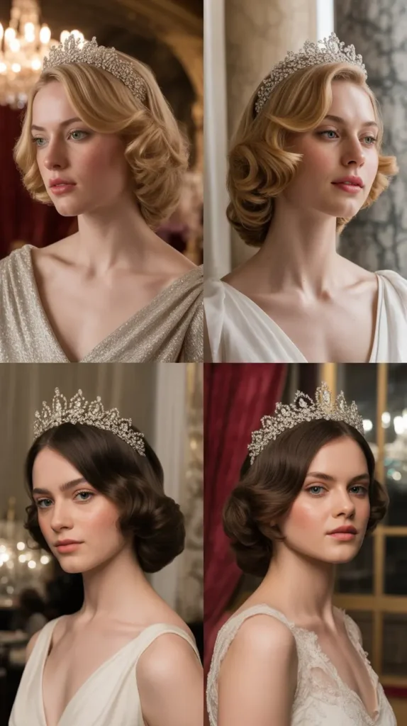 The Side-Swept Waves with Vintage Tiara