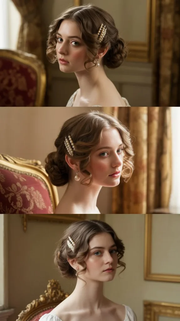 Soft Regency Updo with Face-Framing Curls