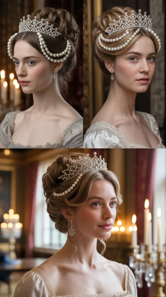 The Classic Pearl-Embellished Updo with Tiara