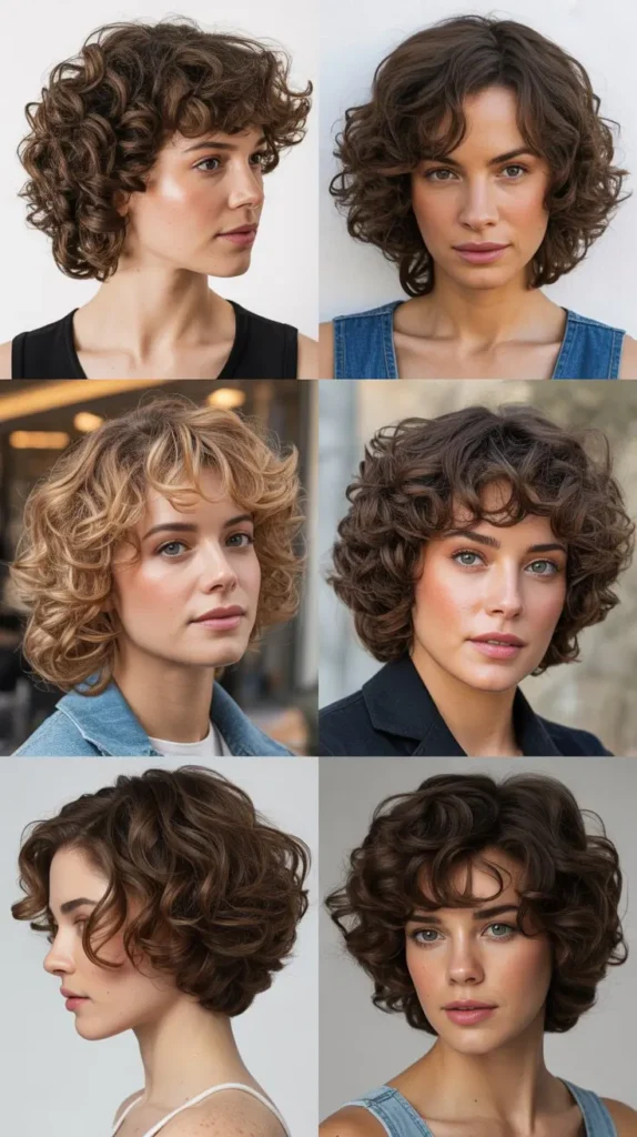 Layered Curly Wedge Bob