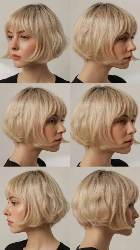 French Bob with Layered Blonde Bangs
