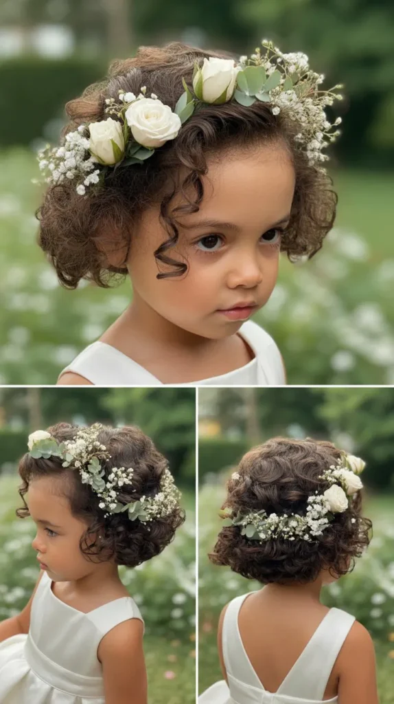  Curly Bob with Flowers