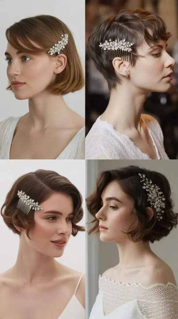 Short Hair with Crystal Hair Comb
