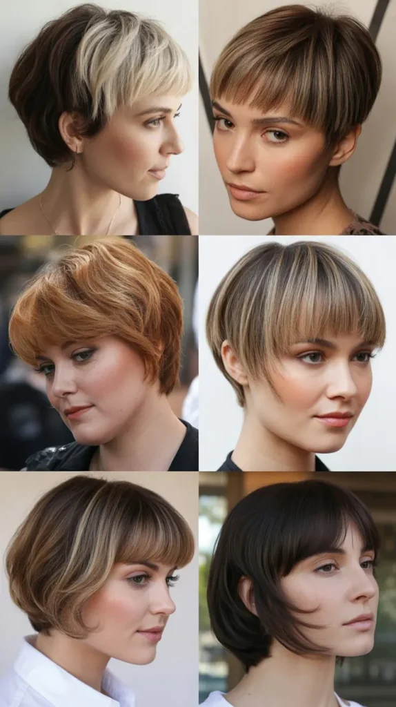 Short Wedge with Highlights and Bangs