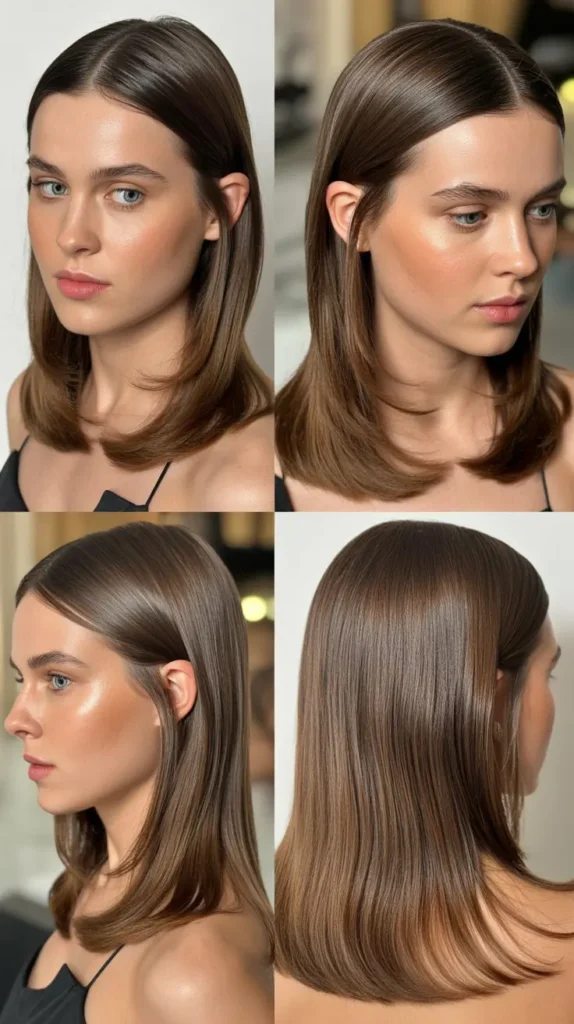 Straight Hair with Middle Part and Face-Framing Layers