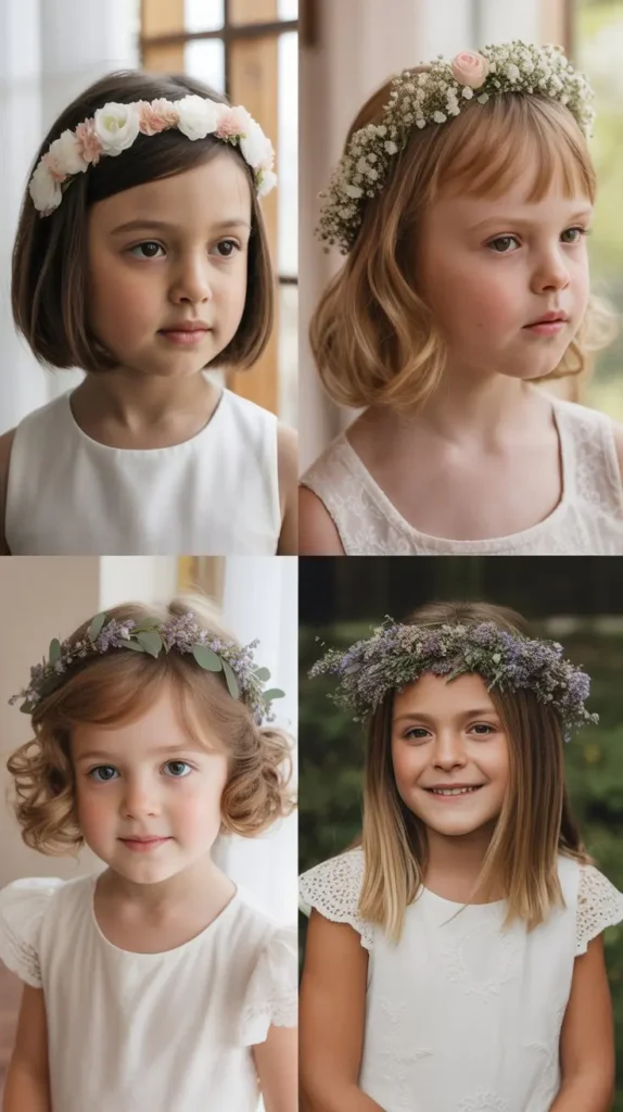 Short Hair with Floral Headbands