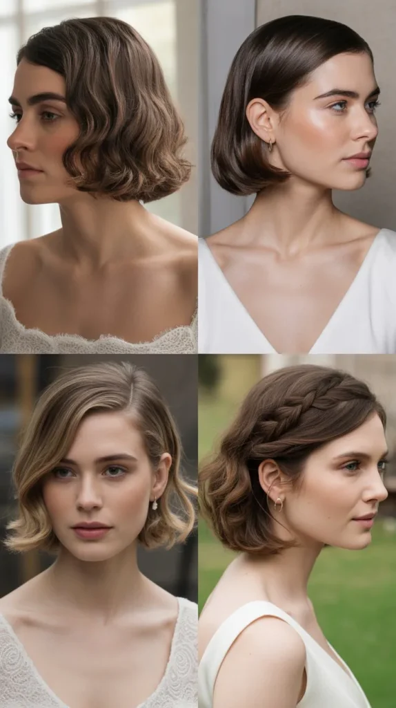 Side Swept Bob Wedding Hairstyle