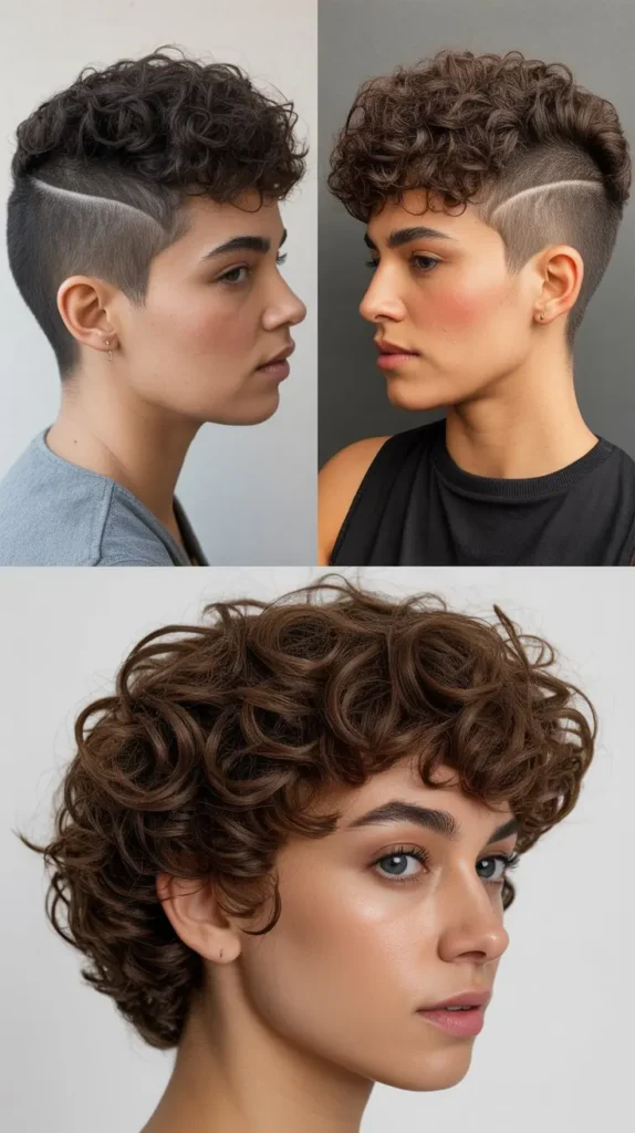 Tapered Curly Wedge Cut