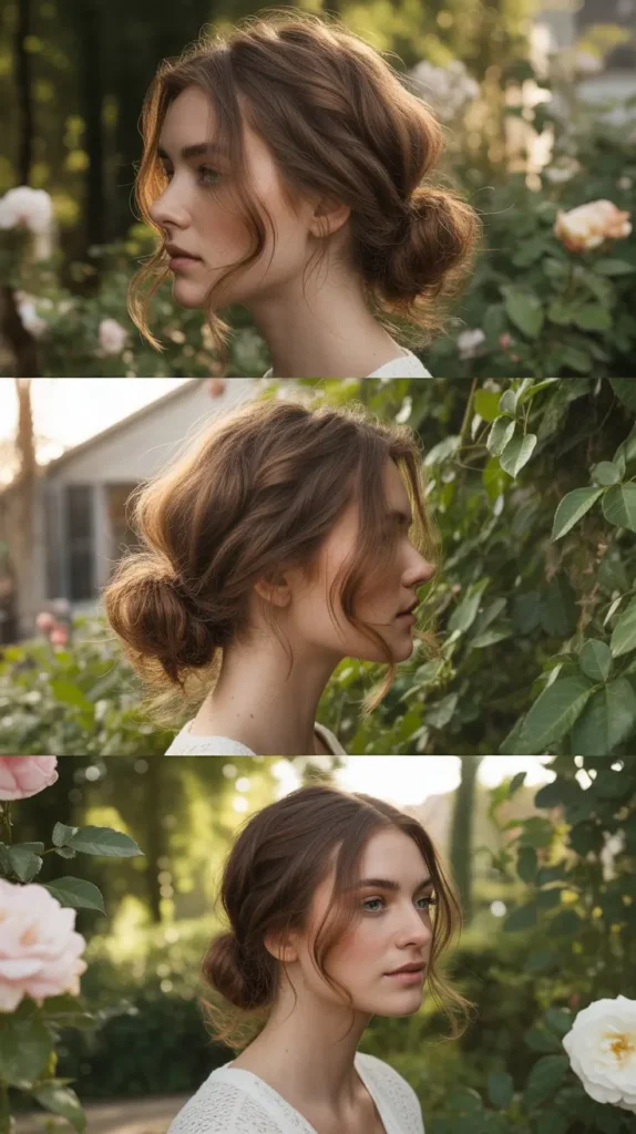 The Half-Up Low Bun with Tendrils