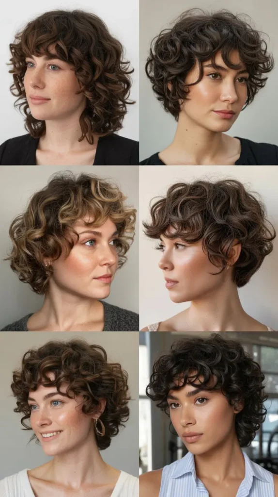 Curly Wedge with Soft Side Bangs