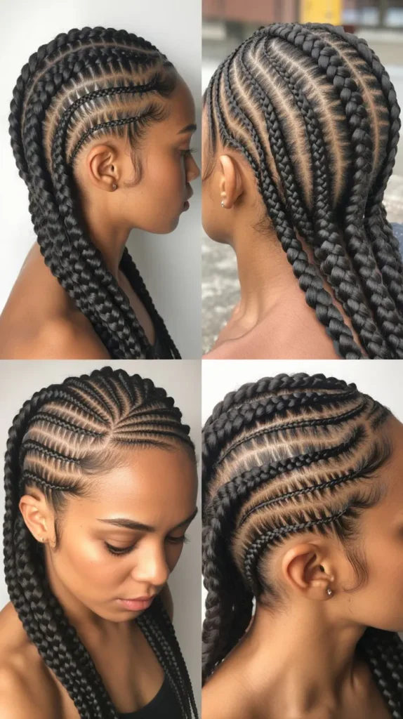 Side Part Cornrow Braid