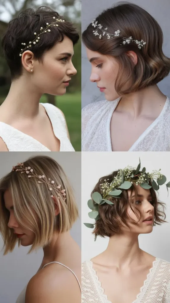 Bob with Delicate Hair Vine