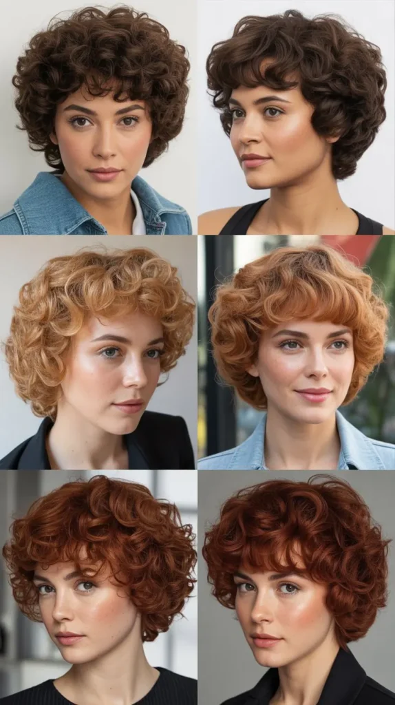 Short Curly Wedge with Bangs