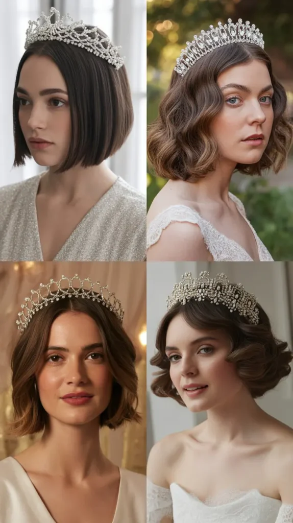 . Bob with Crystal Bridal Tiara