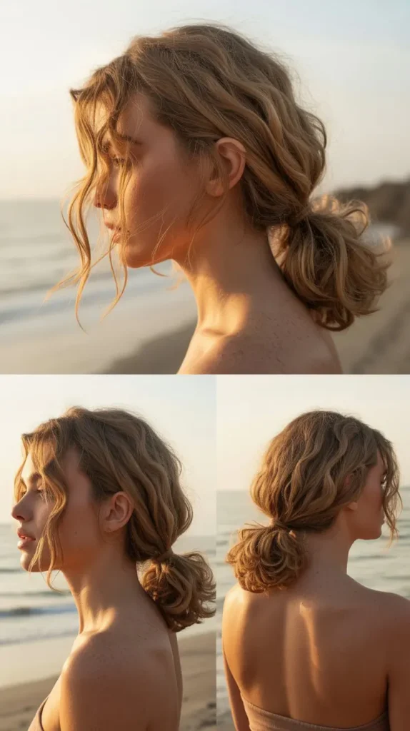 The Low Half-Up Pony with Waves