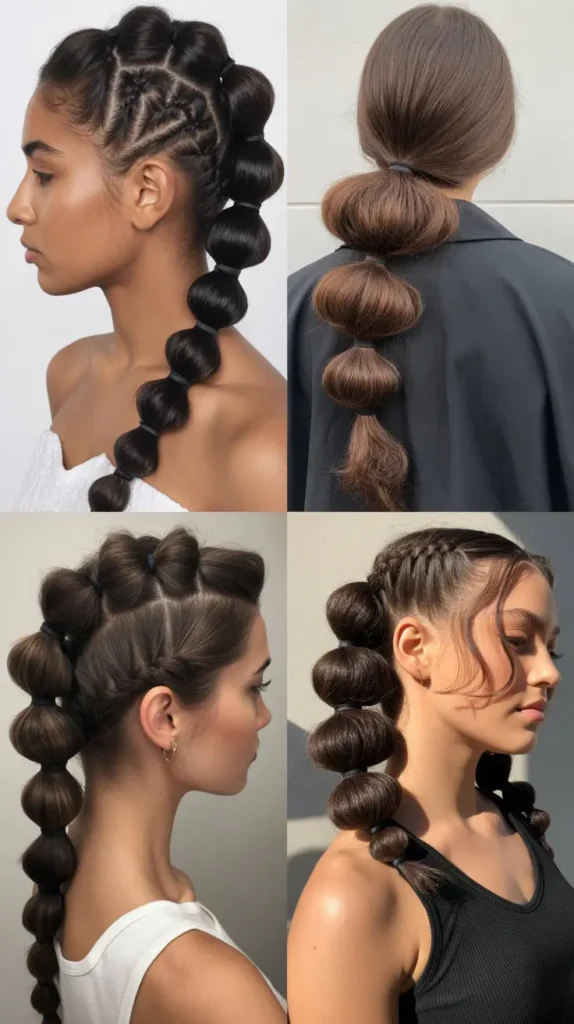Side Part Bubble Braid