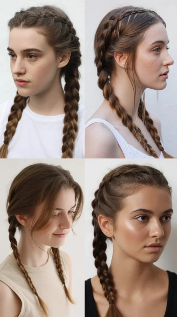  Side Part Braided Pigtails