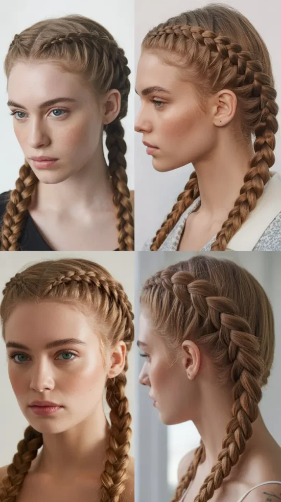  Side Part Dutch Braid
