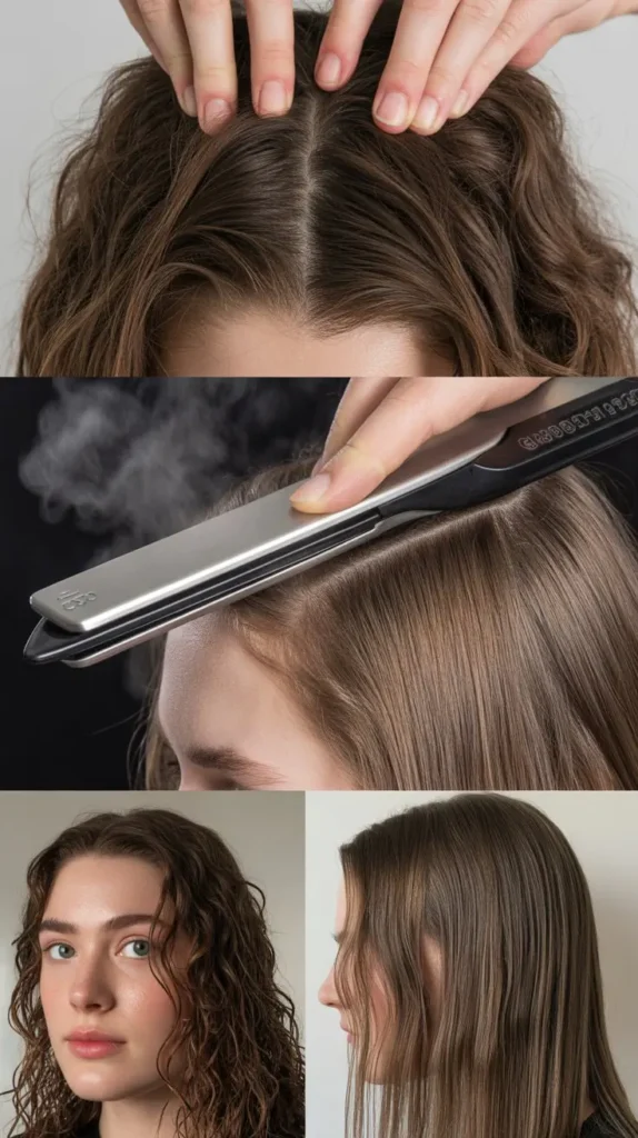 Create a Polished Look With a Middle Part and Flat Iron on Ends Only