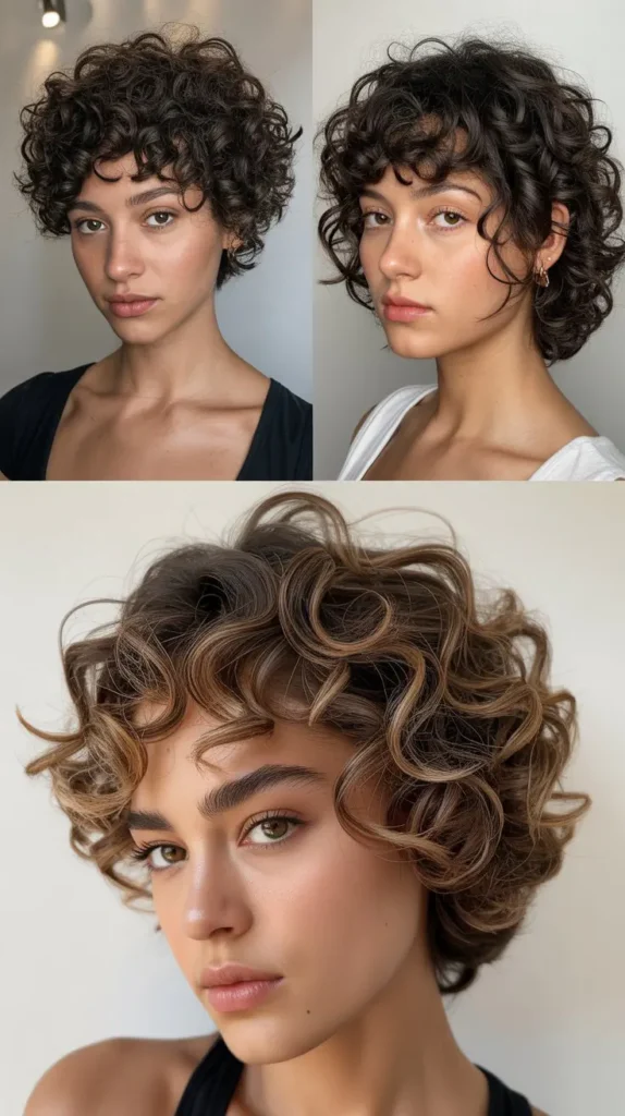 Curly Wedge with Voluminous Crown
