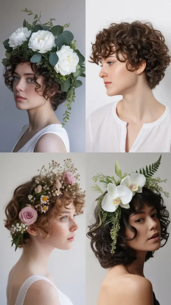 Voluminous Curls with Floral Crown