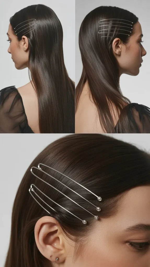 Sleek Straight Hair with Hidden Hairpins