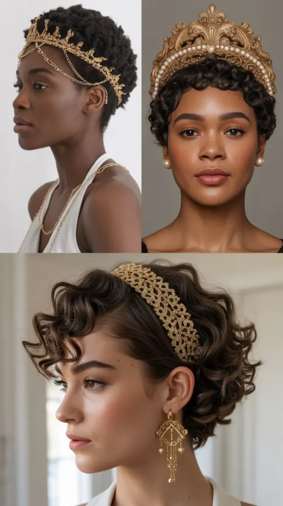 Natural Coils with Gold Headpiece