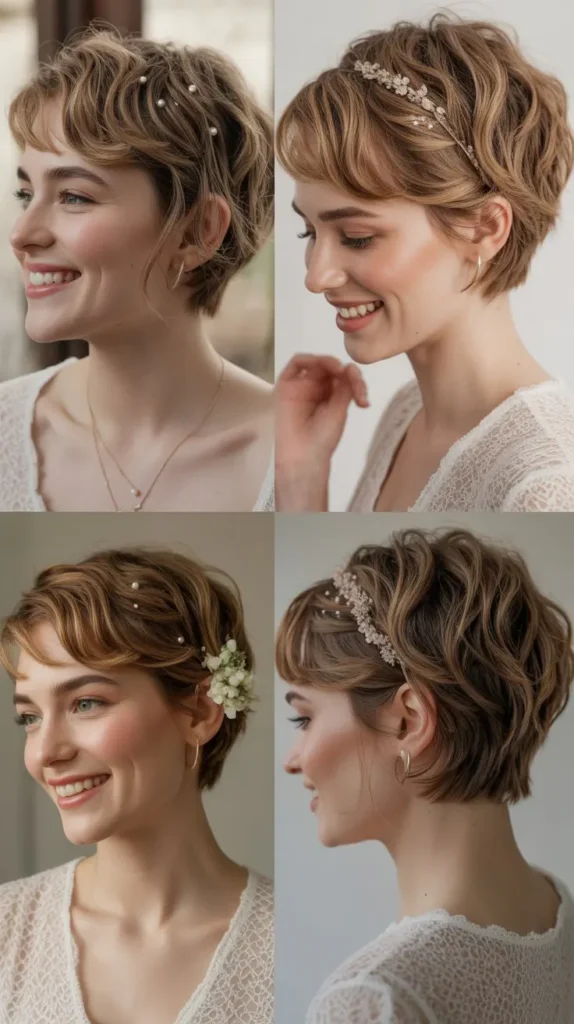 Romantic Tousled Pixie Wedding Style