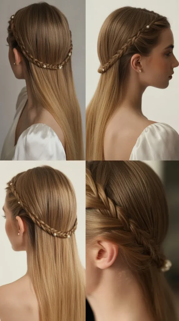  Sleek Straight Hair with Side Braid