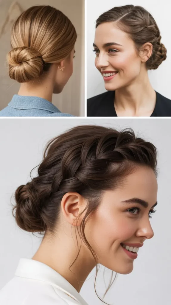 Sleek Low Bun Variations for Short Hair
