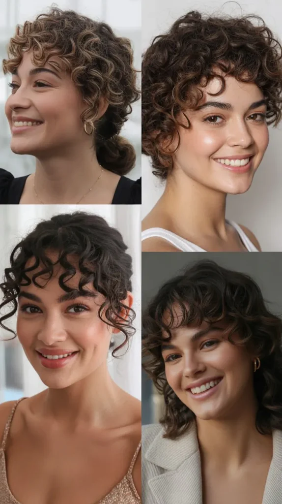 Pinned-Back Curly Fringe Style