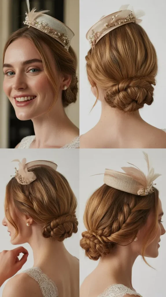 Chignon Updo with a Miniature Fascinator Hat