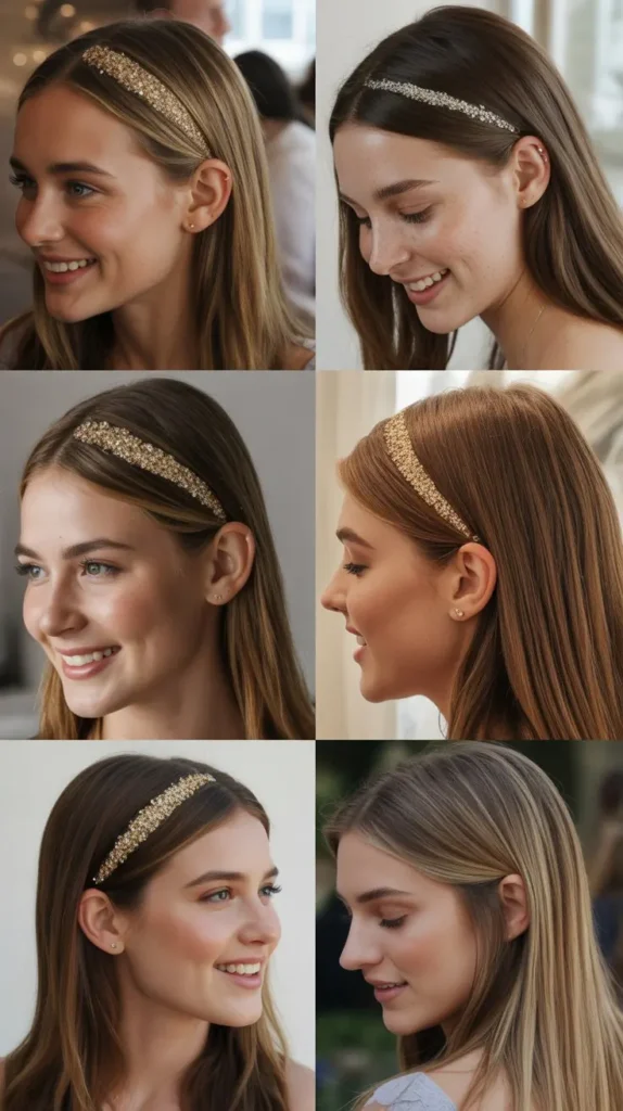 Straight Hair with Glitter Part