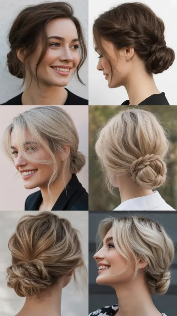 Elegant Twisted Low Bun for Short Hair