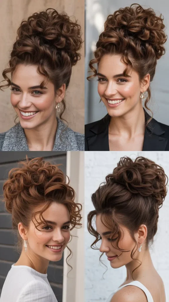 Elegant High Curly Updo with Volume