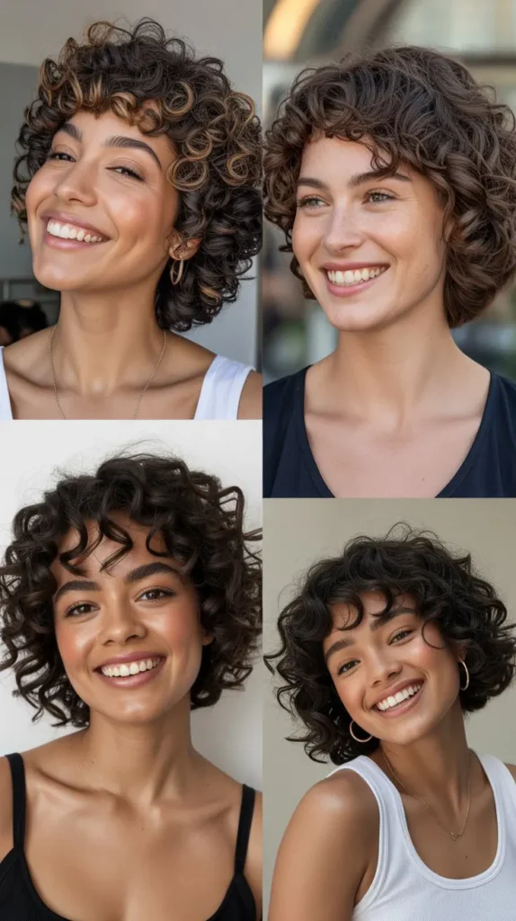 Tucked Curly Bob Style
